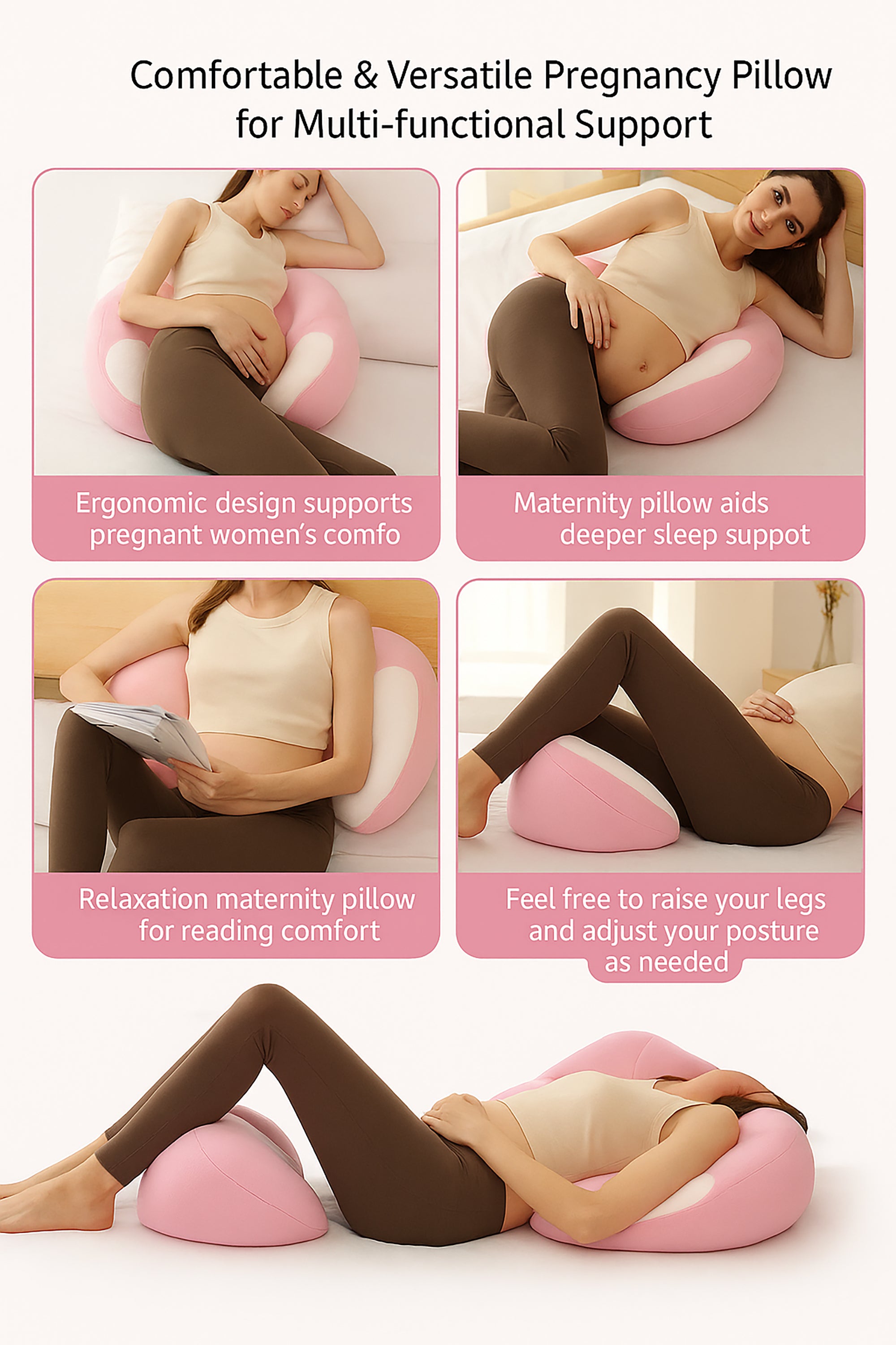 Ergonomic Pregnancy Pillow with Adjustable Velcro Strap, Full Body Support for Belly, Back & Waist – Breathable, Machine Washable Maternity Cushion for Sleeping, Reading & Relaxation Ergonomic Pregnancy Pillow with Adjustable Velcro Strap, Full Body Support for Belly, Back & Waist – Breathable, Machine Washable Maternity Cushion for Sleeping, Reading & Relaxation